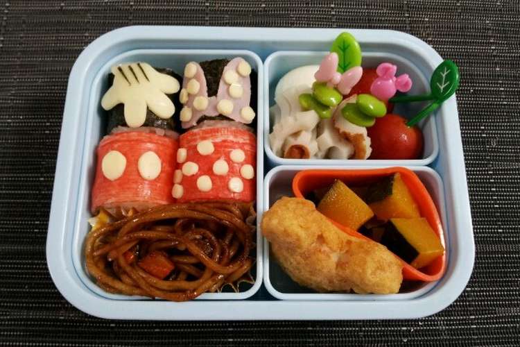 簡単キャラ弁 俵おにぎりミッキー ミニー レシピ 作り方 By Ceciltan クックパッド 簡単おいしいみんなのレシピが349万品